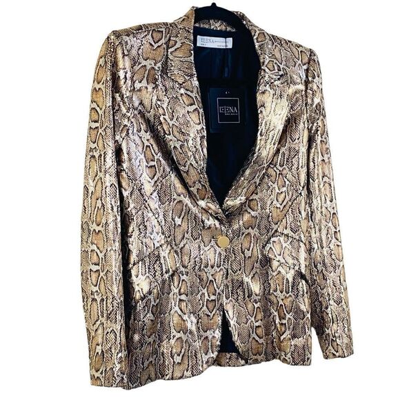 IEENA for Mac Duggal Sequin Leopard Print Blazer Sz 6 NWT - Picture 7 of 16